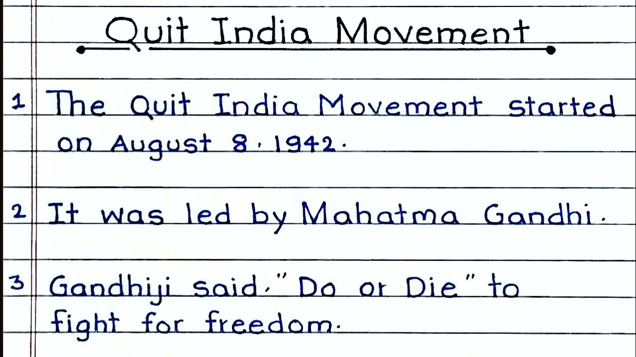 Easy and Short Notes on Quit India Movement | Independence Movement | 9 August 1942 |