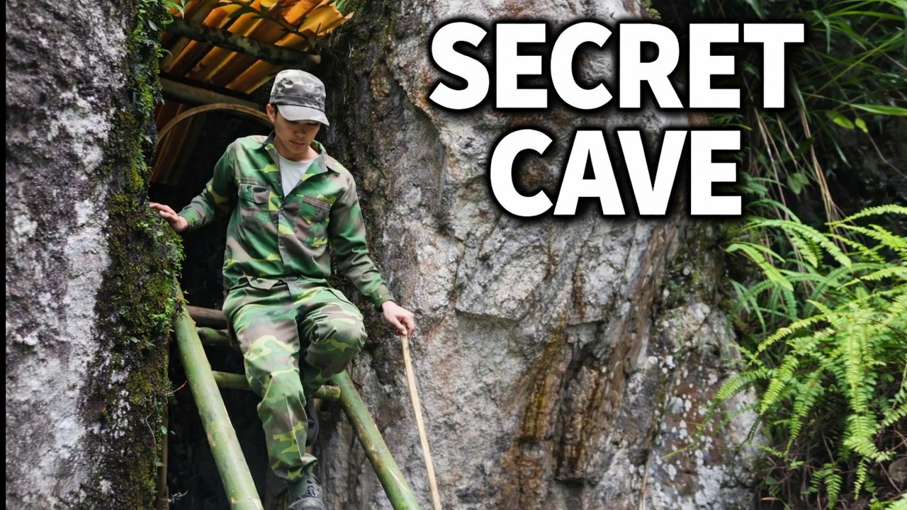 24  Hours Alone in the Wild - Building a Bamboo Survival  House.