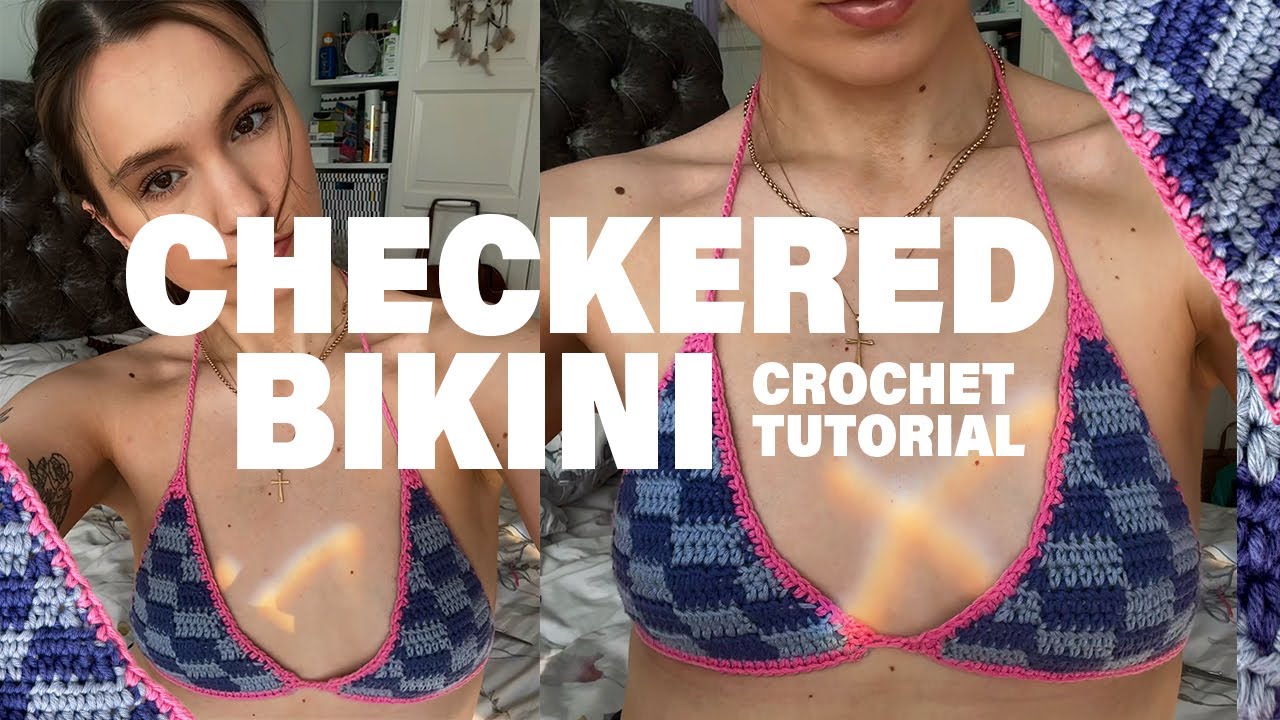 Crochet Checkered Bikini Top | Free Crochet Pattern