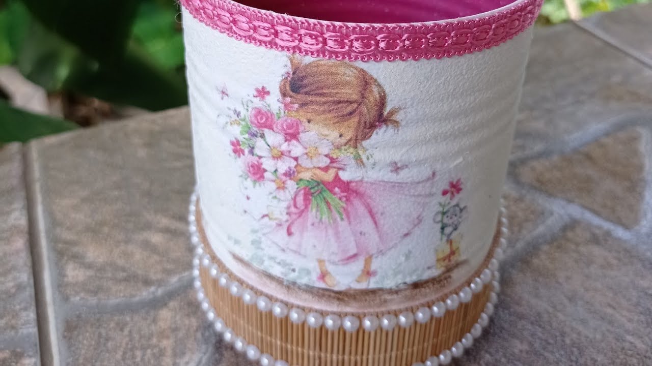 DIY Lata Decorada - Porta pincel de maquiagem - aula ao vivo