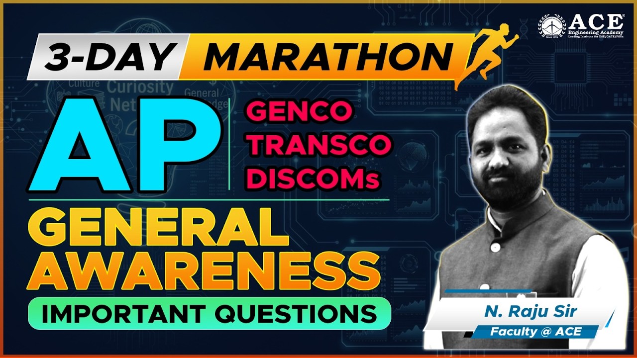 AP-GENCO | TRANSCO | DISCOMs 3-Day Marathon | General Awareness Important Questions | ACE Academy