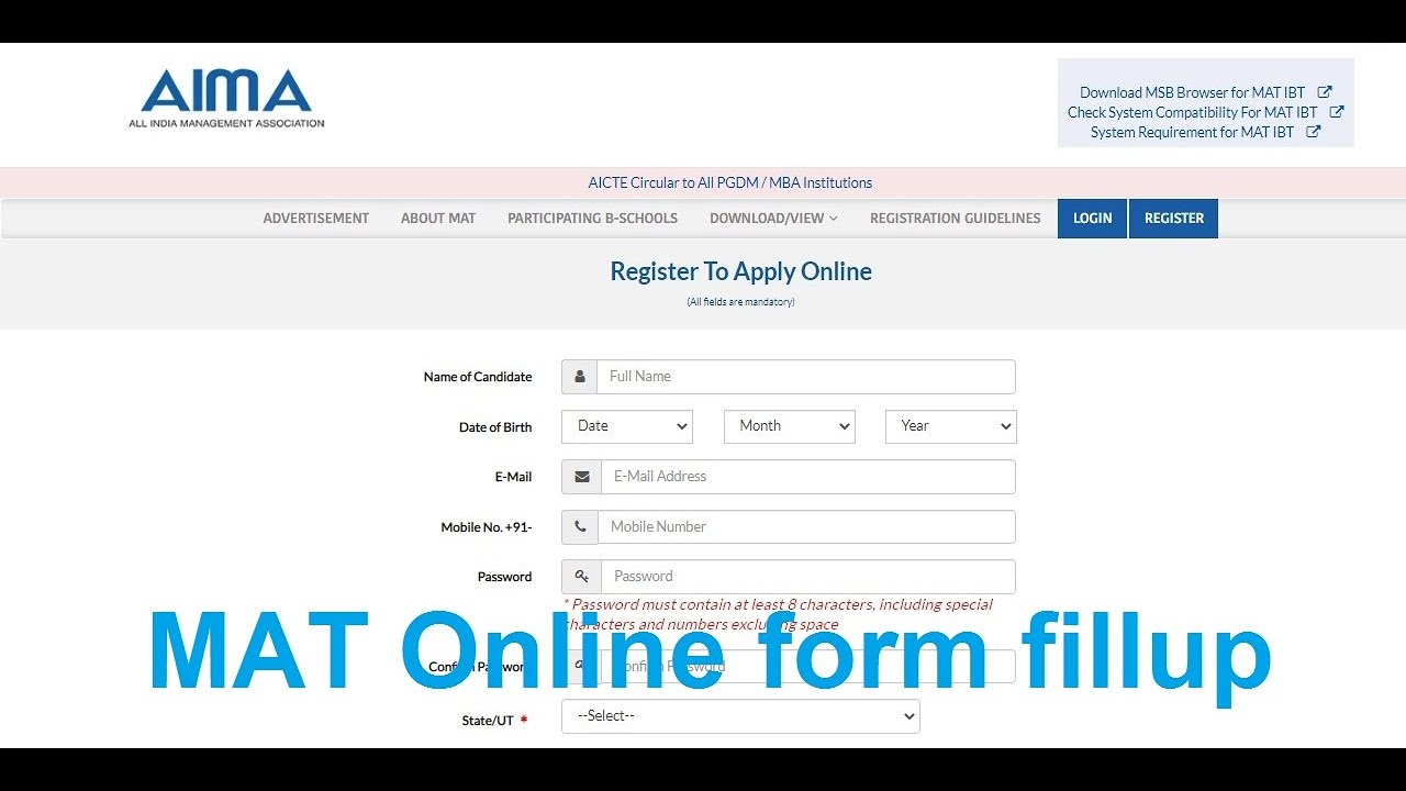 MAT Online form fillup 2021-2022