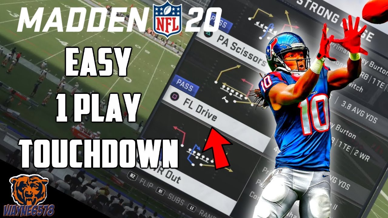 EASY 1 PLAY TOUCHDOWN MADDEN 20 - BEST OFFENSIVE PLAYS MADDEN 20 - COVER 3 AND 4 BEATERS MADDEN 20