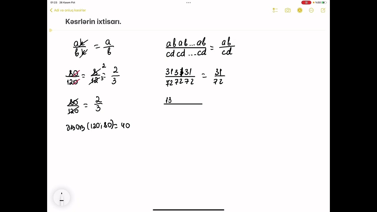 Adi və onluq kəsrlər. Dərs izzahı.