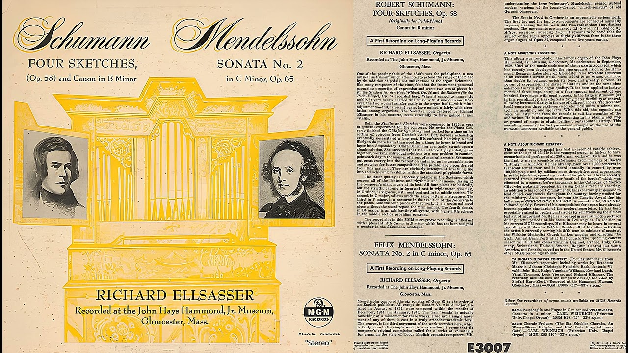 Schumann – Mendelssohn | Richard Ellsasser | Hammond Castle Museum Gloucester, Mass. | 1952 | "S"