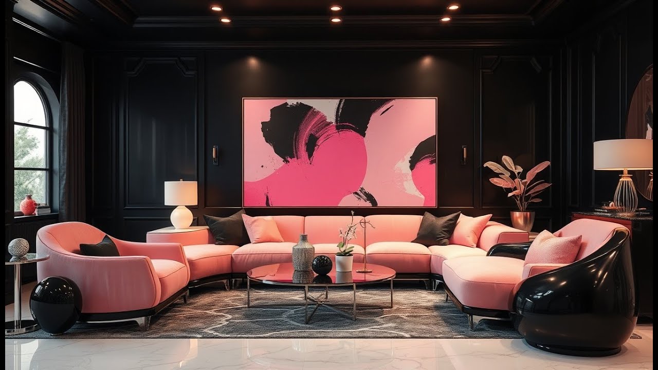 Glam Pink and Black Living Rooms| Statement Art & Modern Feminine Style