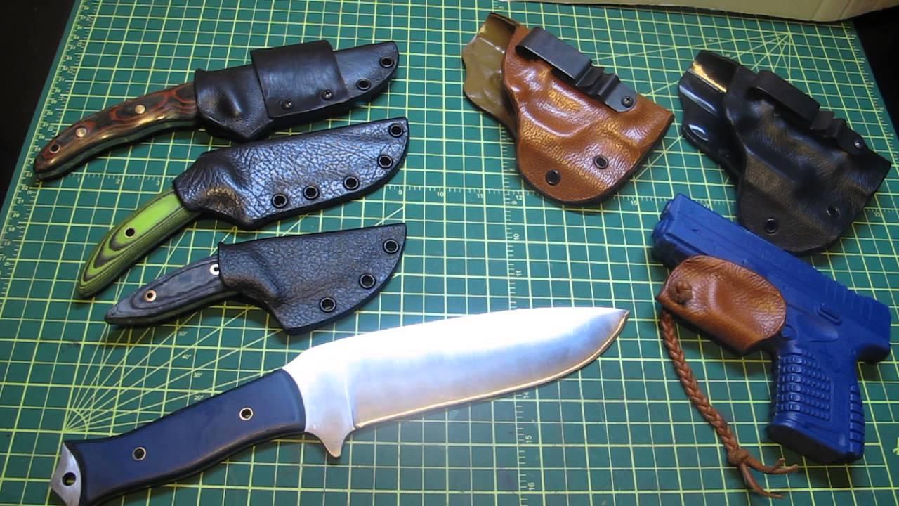 leather wrapped kydex trigger guard, sheath, and holster.