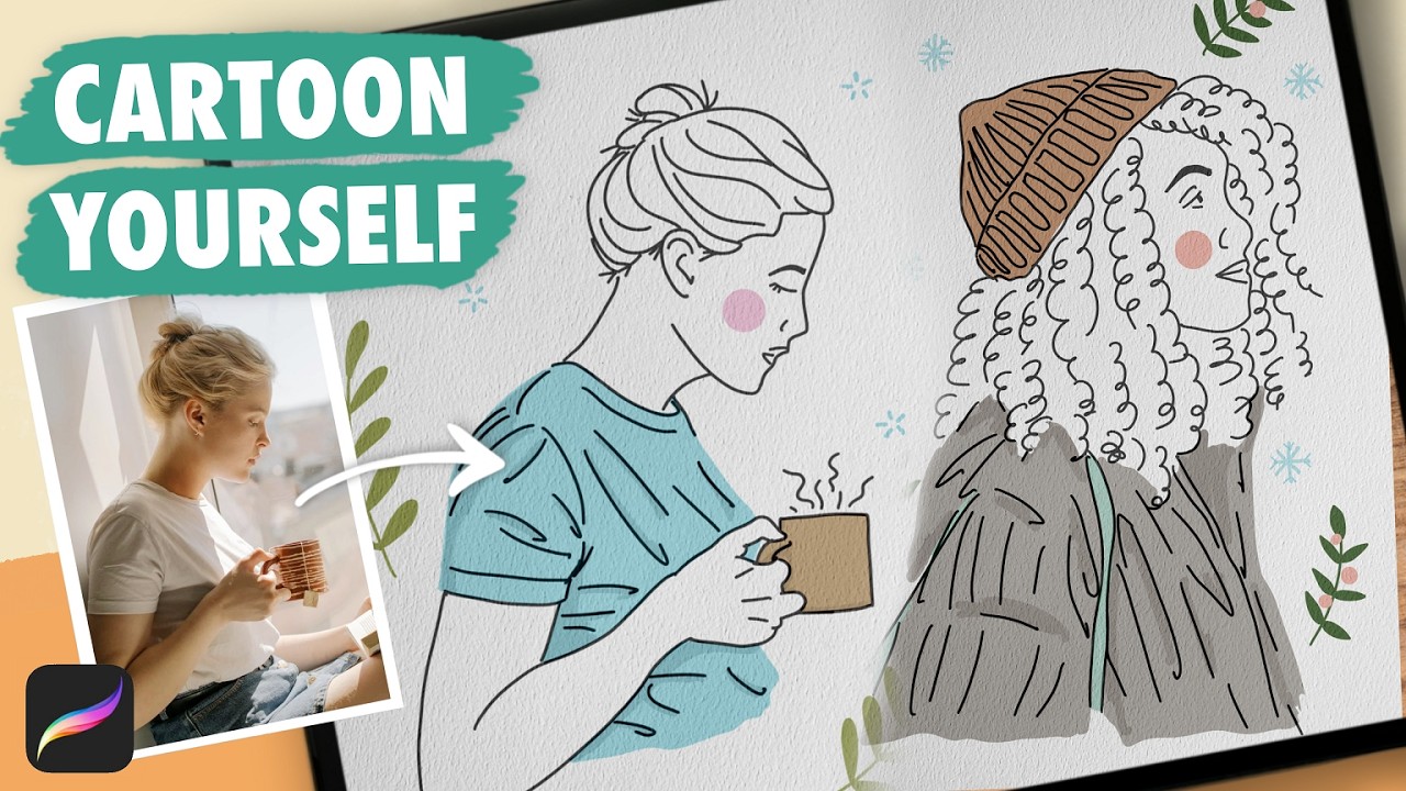 How to Cartoon Yourself in Procreate | EASY Line & Ink Portrait - Digital Art Tutorial