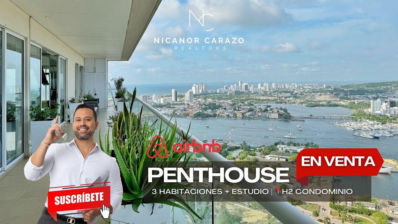 🌊 ¡PENTHOUSE de LUJO VISTA AL MAR en #VENTA! 3 HAB + Estudio en H2 CONDOMINIO Bocagrande | AIRBNB
