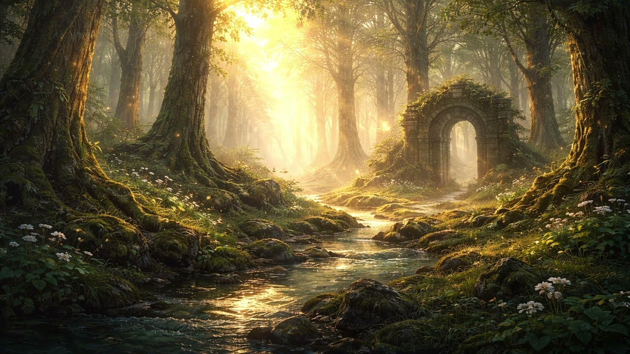 Ancient Forest at Dawn 🌲 8 Hours of Mystical Nature Ambience | Relaxing Background Music