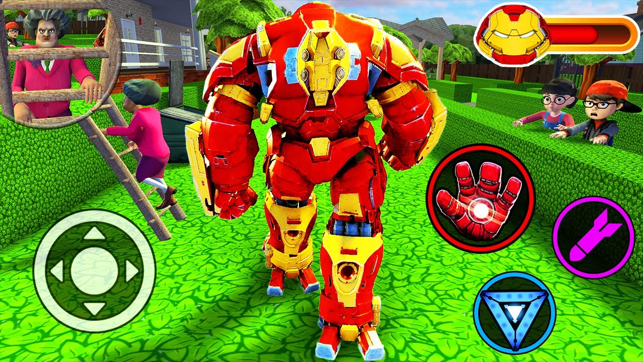 Playing as HulkBuster IronMan in Scary Teacher 3D