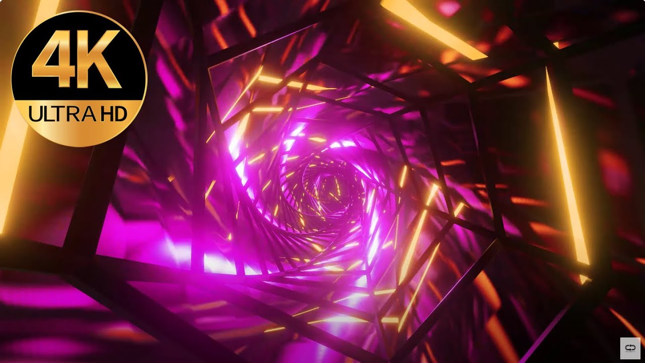 7 hour 4k VJ loop Flashing Metallic Pink color Relaxing background Video neon tunnel,  screensaver