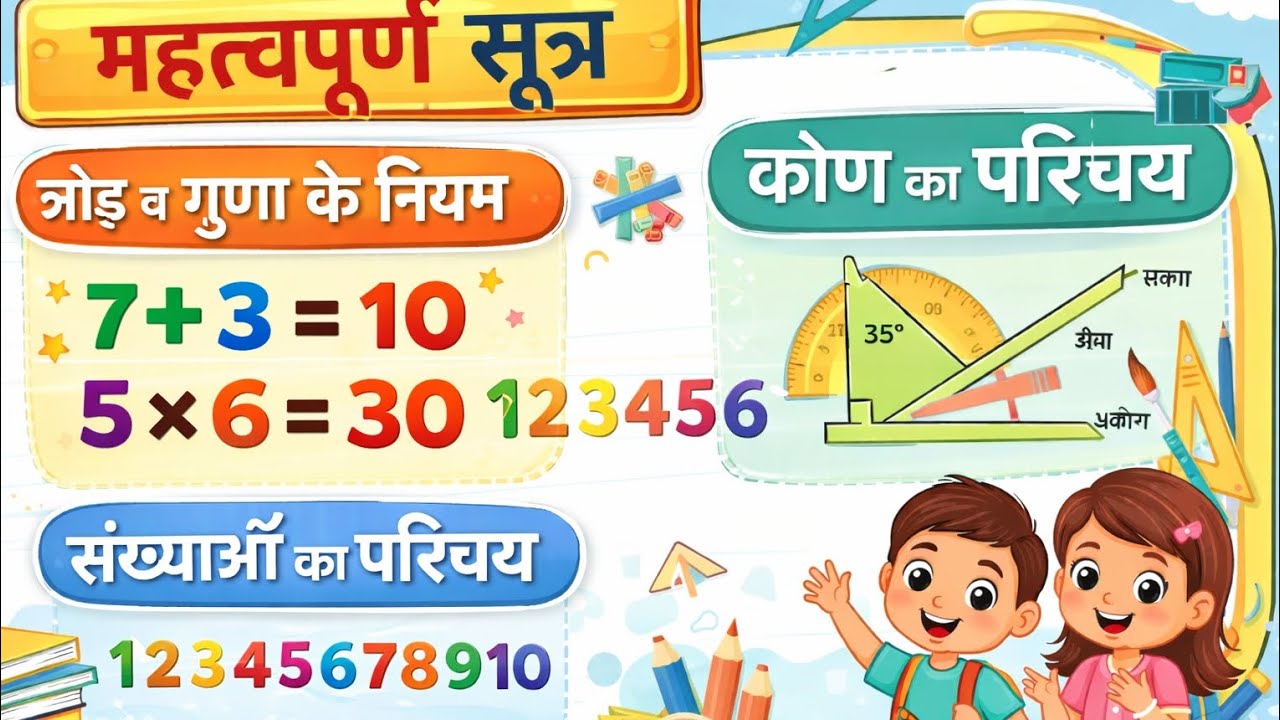 जोड़, घटाना, गुणा के नियम l संख्याओं का परिचय l कोण का परिचय l बेसिक गणित का परिचय l basic math