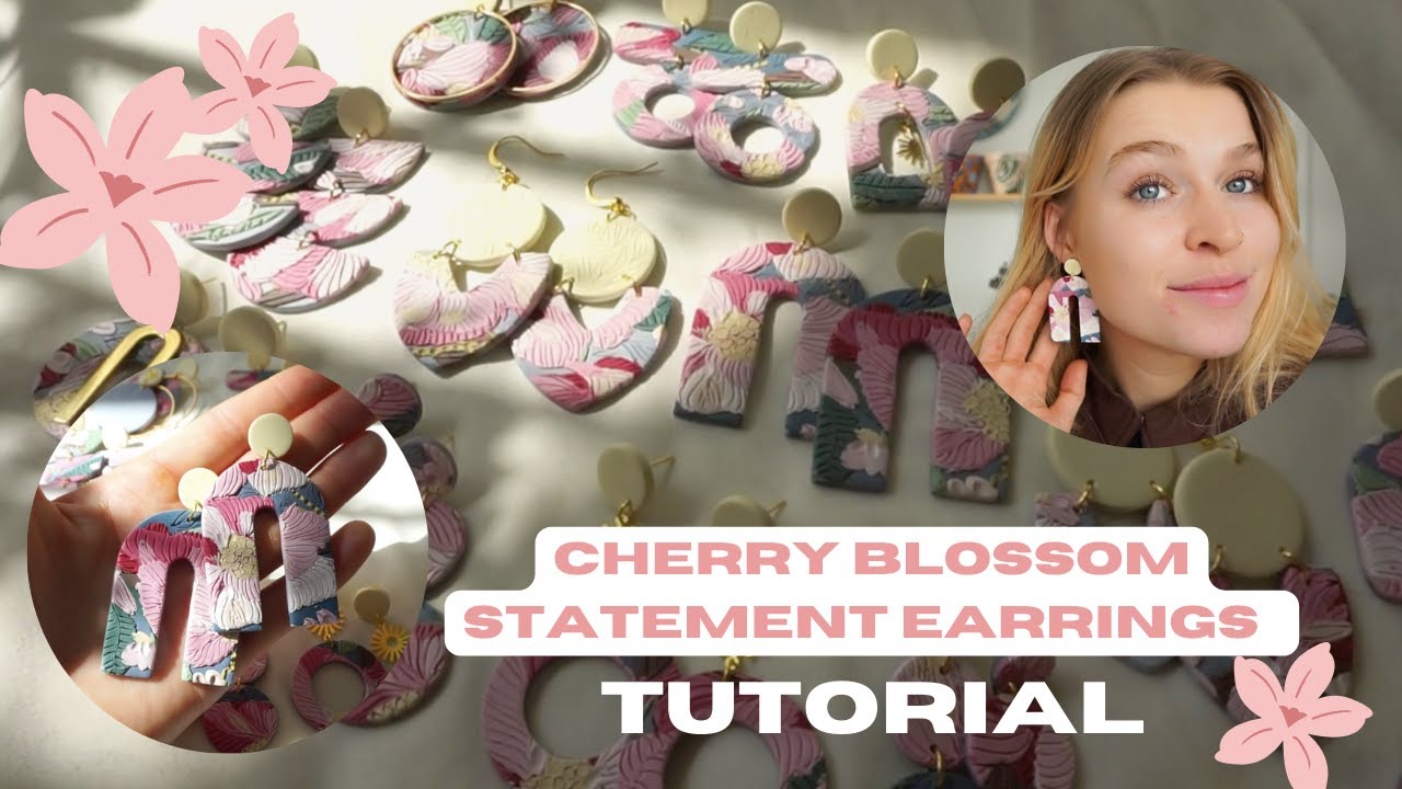 Polymer Clay Earring Tutorial: Floral Cherry Blossom Earrings - DIY Statement Earrings! 🌸