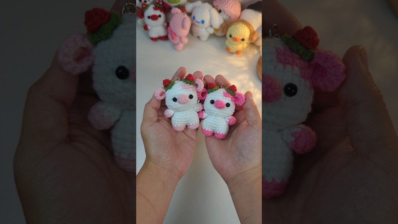 Вязаная крючком клубничная корова 🐄🍓 Посетите мой канал на YT, чтобы посмотреть мастер-класс #cro...