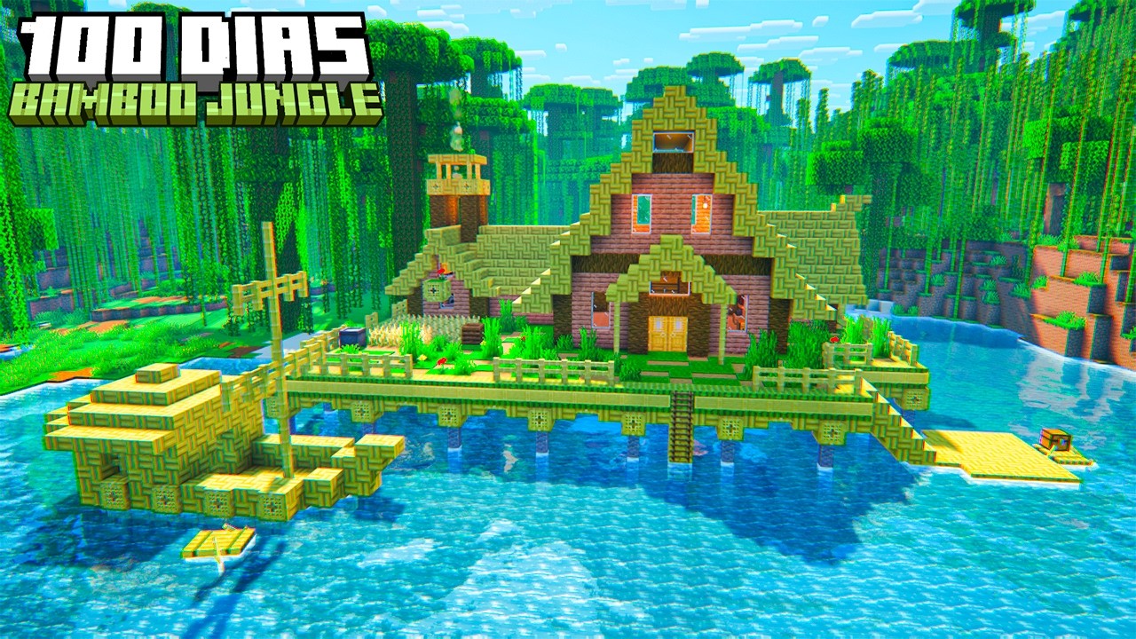 SOBREVIVI 100 DIAS NO BIOMA DE JUNGLE DE BAMBOO NO MINECRAFT HARDCORE