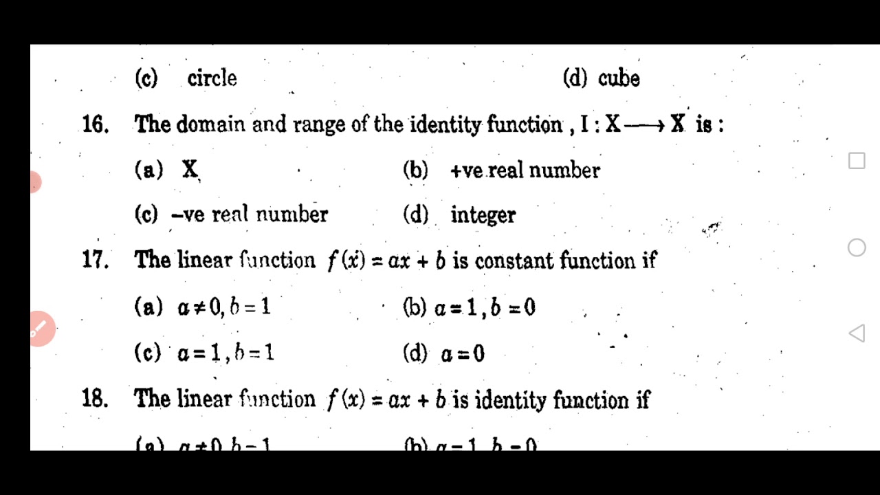 Mcqs on functions part 2/second year maths/