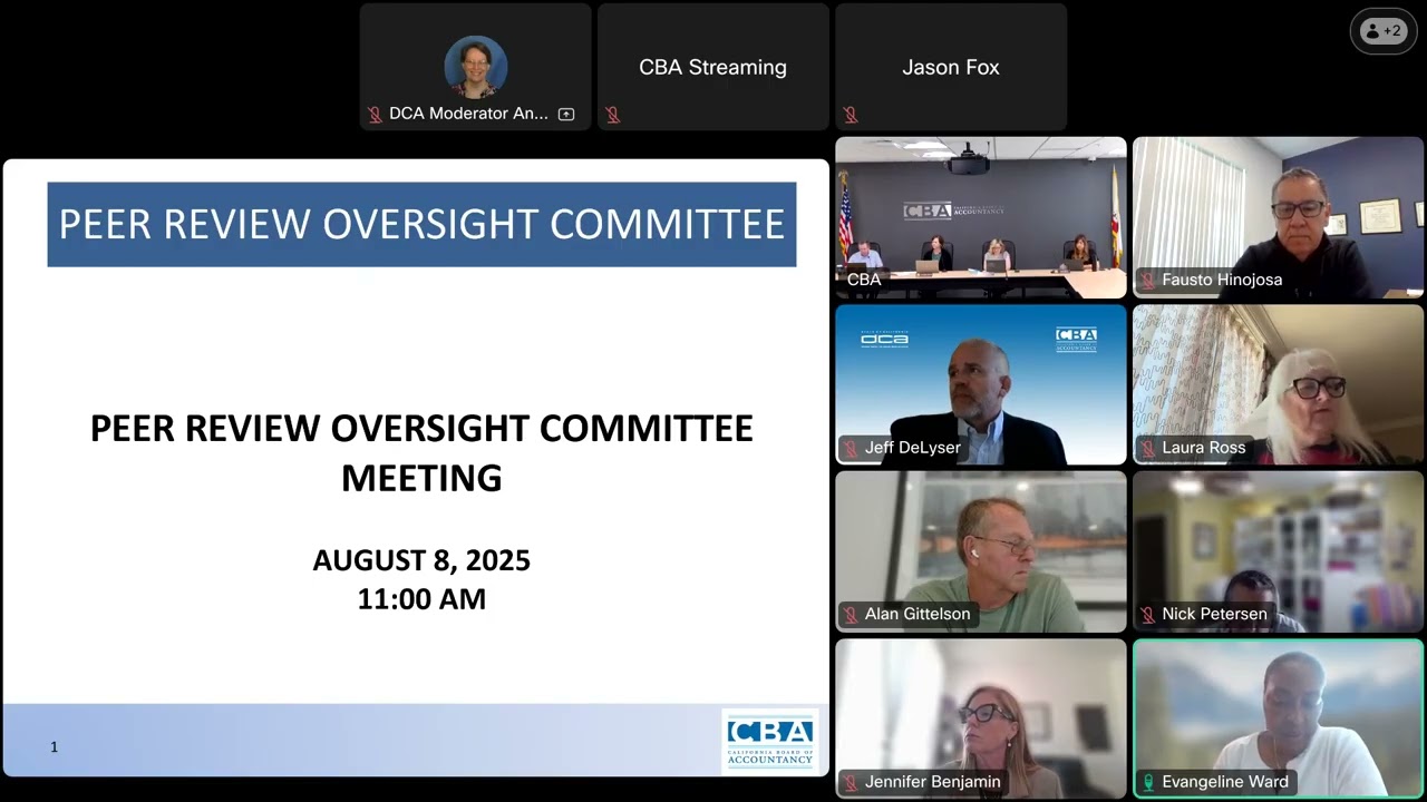 California Board of Accountancy- Peer Review Oversight Committee- August 8, 2025