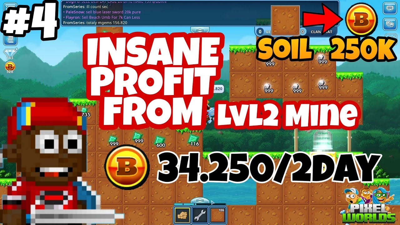INSANE PROFIT FROM LVL2 MINE!! | Soil To 250k Bytes #4 | Pixel worlds