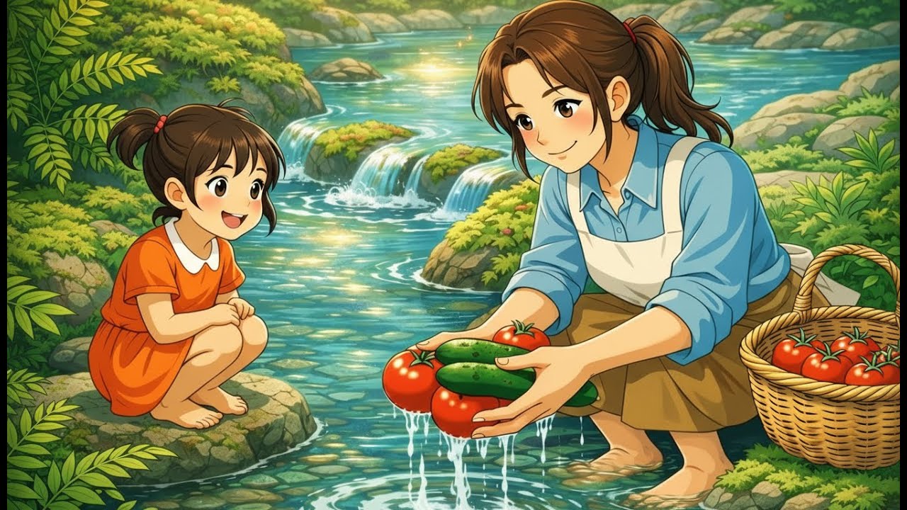 Ghibli Style Lakeside Life 🍣 Sushi & Grilled Fish on a Quiet Day