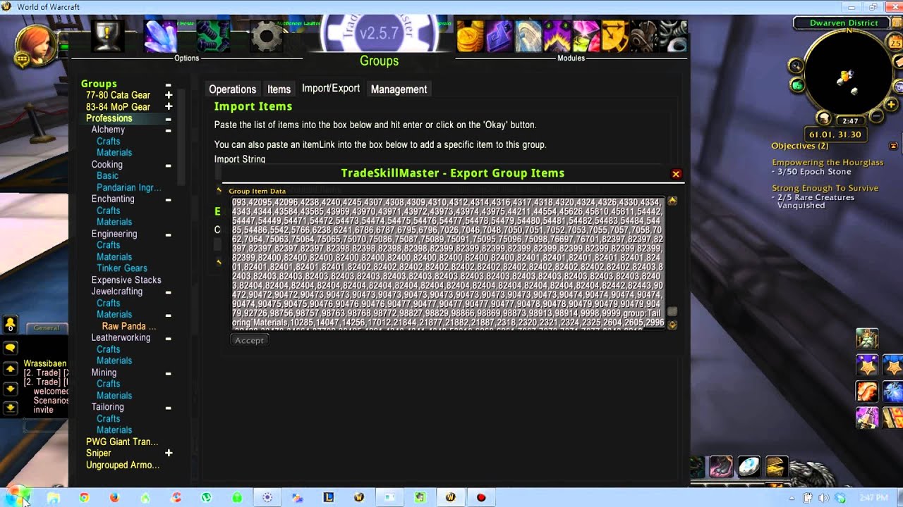 TradeSkillMaster (TSM) Group Export Walkthrough