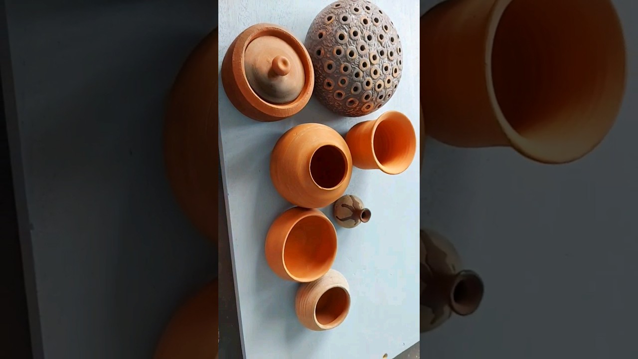 My pots after firing🏺😌 #potterygirl #pottery #ceramics #pots #viral #shorts #youtubeshorts #reels