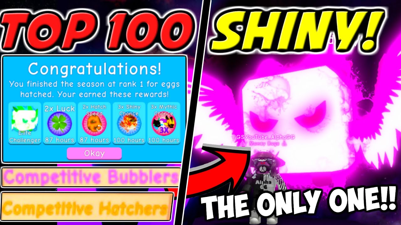 ONLY ✨SHINY ELITE CHALLENGER🗡️TOP 100 SHINY PET!! | Bubble Gum Simulator (Roblox)