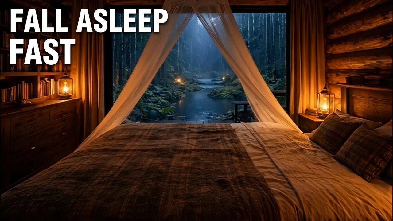 Forest Cabin Rainstorm | Calming Nature Sounds & Soft Lighting ASMR