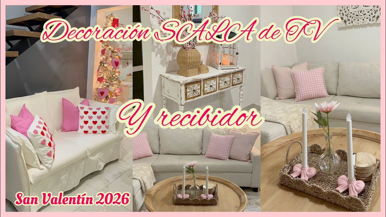 Ideas bonitas y sencillas para decorar🎀toque romántico🩷sala de TV y recibidor🤍#sanvalentin2026 