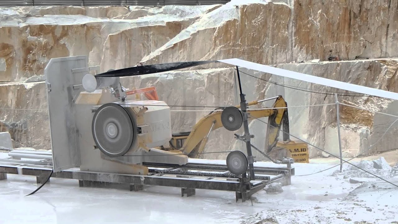 WIRE SAW CUTTING MACHINE S860EG IN CARRARA WHITE MARBLE QUARRY