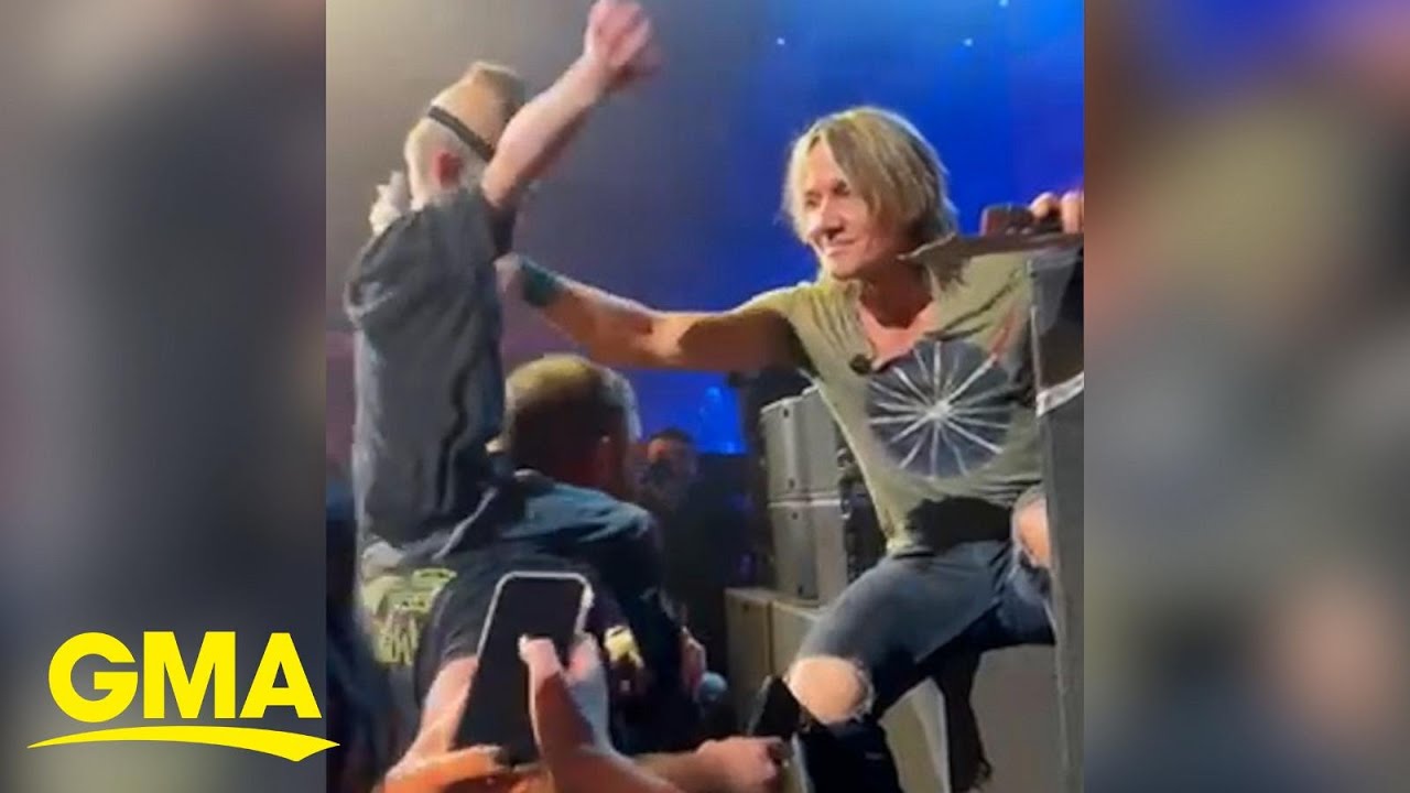 Keith Urban brings super fan onstage after noticing his sign l GMA