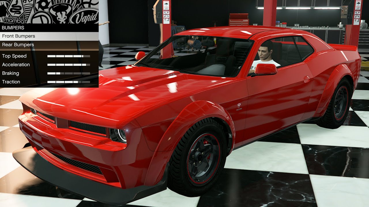 GTA 5 - Past DLC Vehicle Customization - Bravado Gauntlet Hellfire (Dodge Challenger Demon/Hellcat)