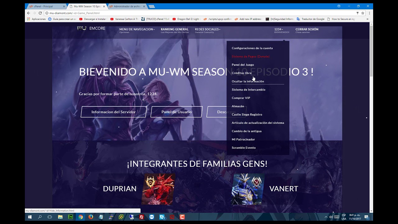 Como instalar pagina web para Mu Season 12