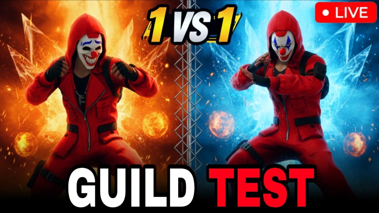 FREE FIRE(🔴) LIVE GUILD TEST🗿 1 VS 1