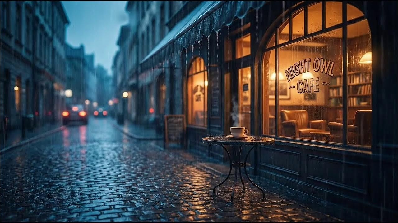 Relaxing Jazz Music & Rain With Cozy Coffee Shop Ambience For Focus Or Sleep