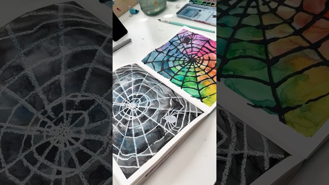 Акварельная паутина 2 способа