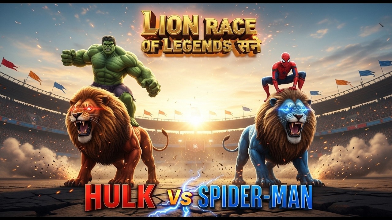 LION RACE OF LEGENDS 🦁🔥 | Hulk vs Spider-Man | Epic Action Race | Loosy Hulk
