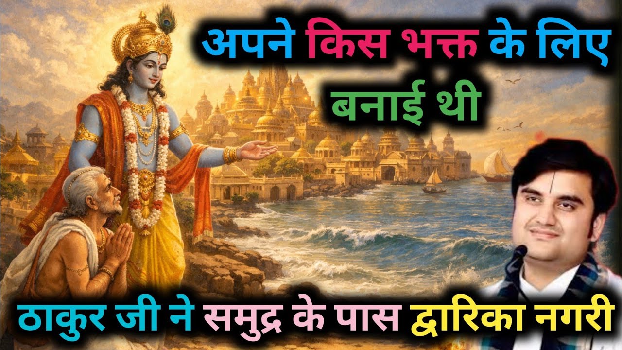 अपने किस भक्त के लिए बनाई थी,ठाकुर जी ने समुद्र के पास द्वारिका नगरी?#bhaktipath #indreshji #katha 