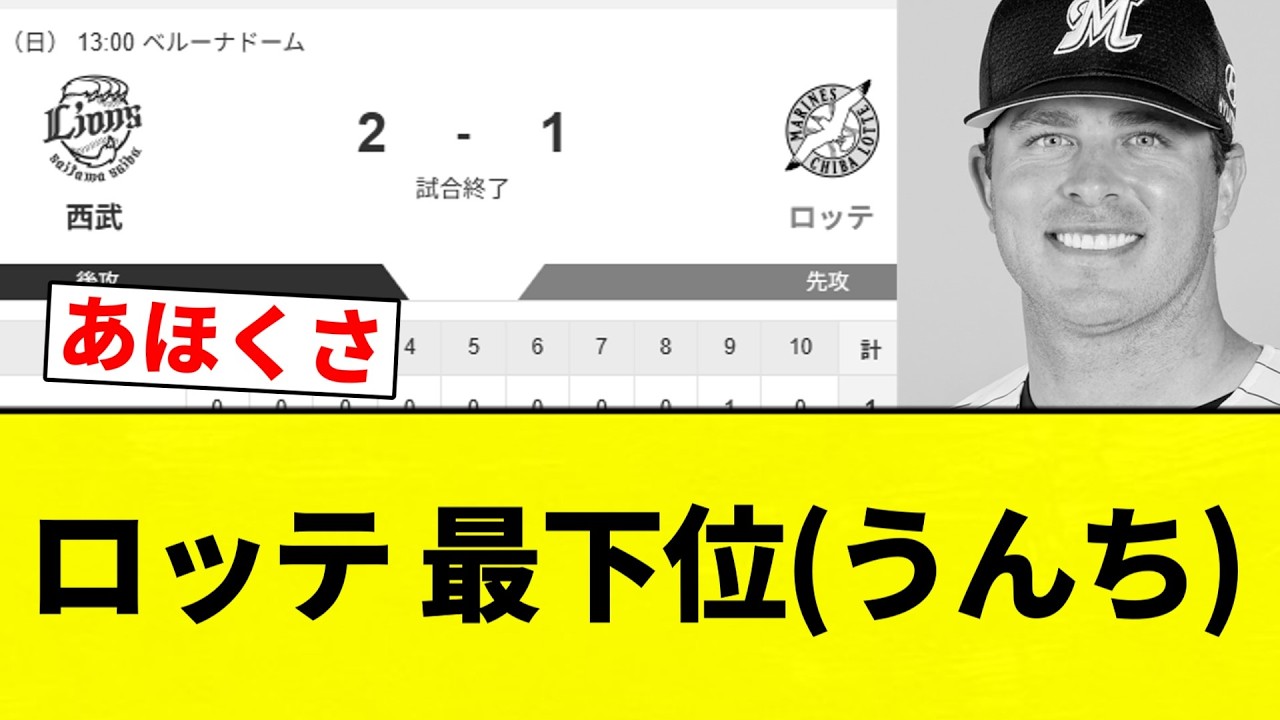 【うんち】ロッテ 最下位(うんち)【プロ野球反応集】【2chスレ】【なんG】
