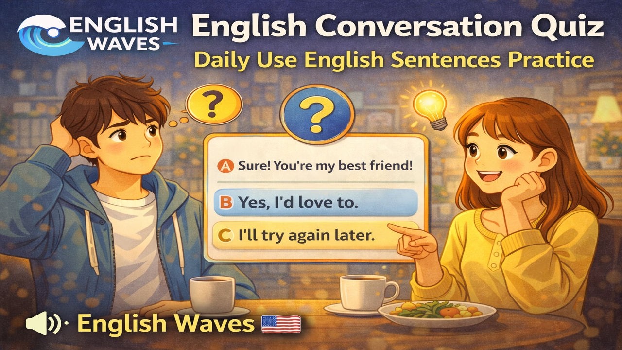 English Conversation Quiz | Daily Use English Sentences Practice | English Waves