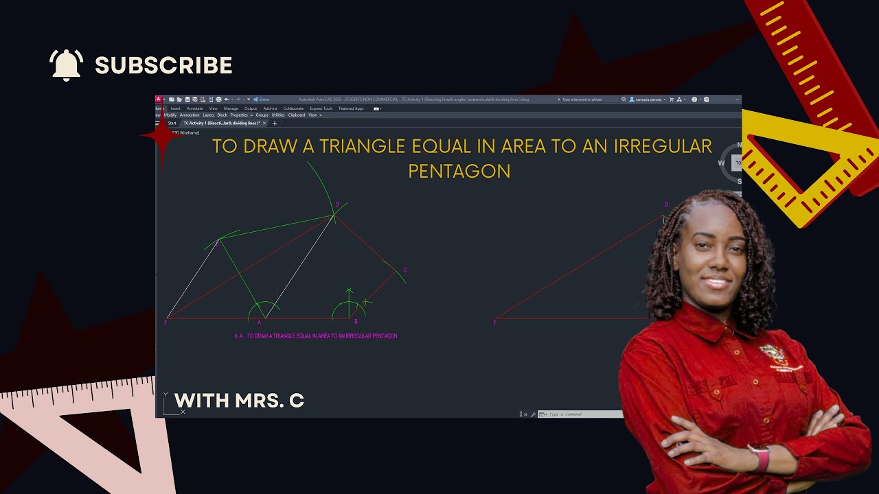 HOW TO DRAW A TRIANGLE EQUAL IN AREA TO AN IRREGULAR PENTAGON