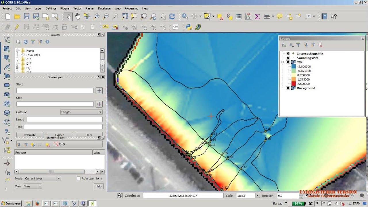 QGIS BackgroundMap, TIM and Contours
