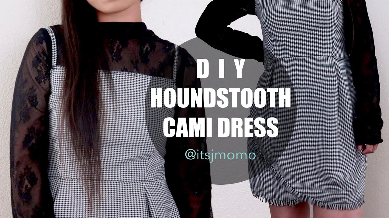 DIY Houndstooth Pinafore Cami Dress with Wrap Skirt (Step by Step Tutorial)