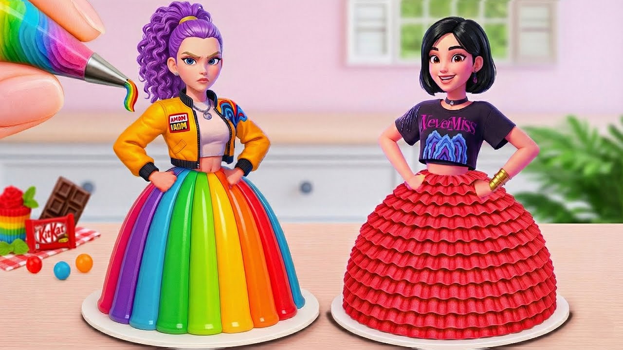 💜 Rainbow Princess Cake Challenge 💜🌈 Tasty Miniature Rainbow Princess Cake Decorating ✨ Mini Joy