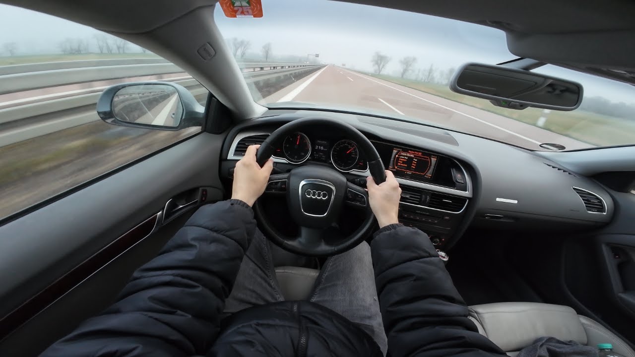 POV:Audi A5 8T 3.0 TDI Early in The Morning At 7 a.m. Autobahn Drive