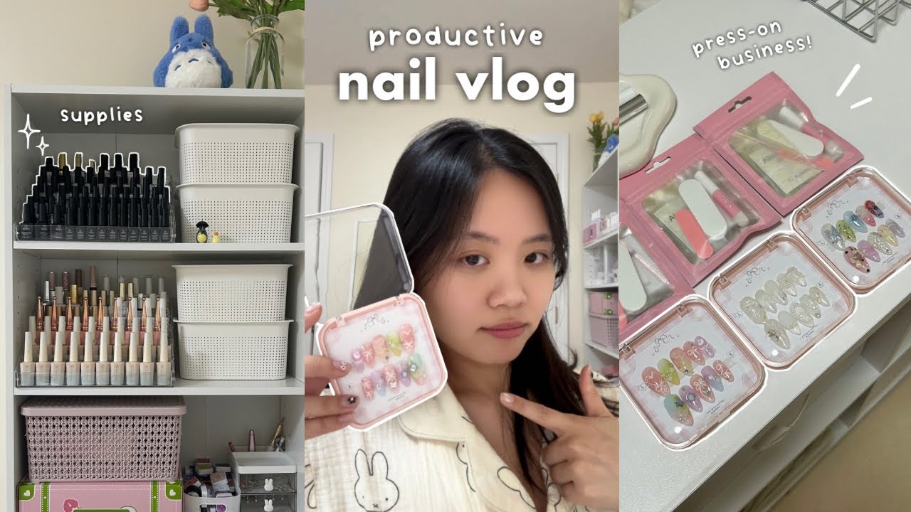 NAIL VLOG🧸: day in the life of a press-on nail tech