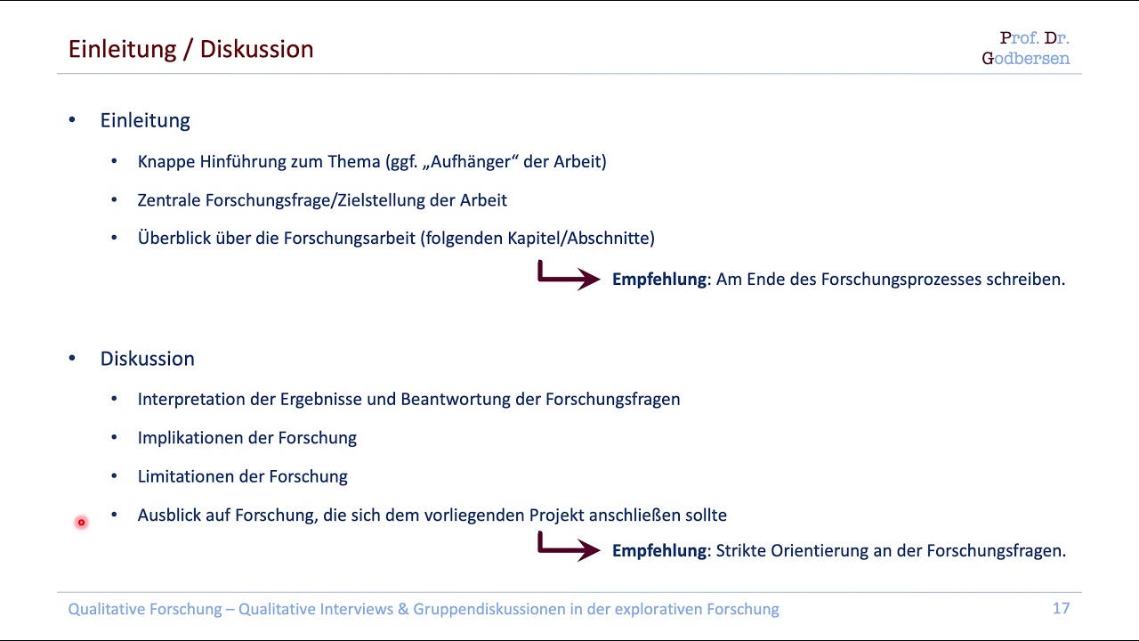 3.2 Einleitung & Diskussion in Qualitativen Forschungsarbeiten (Kompaktkurs Qualitative Forschung)