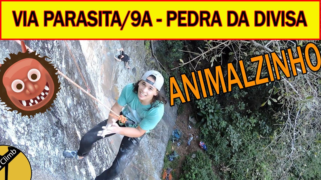 Samuca escalando em flash a via Parasita/9a na Pedra da Divisa - São Bento do Sapucaí.