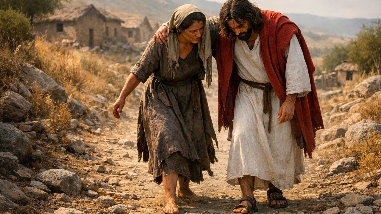 HIZO EL CAMINO DESCALZA POR UN FORASTERO SIN SABER QUE ESE FORASTERO ERA JESÚS