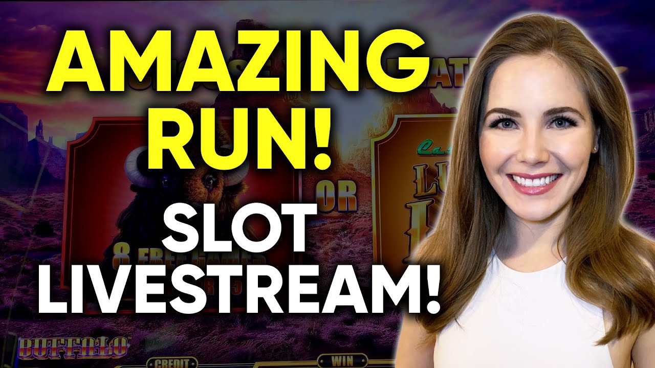 ACTION PACKED LIVESTREAM! HUGE WINNING ON HUFF N PUFF SLOT MACHINE! BIG BUFFALO BONUS WIN!!